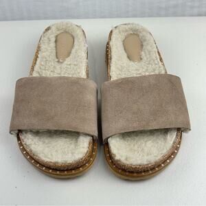 Vince Camuto Kanadial Tan Suede Slide Sandals Women's Size 9 EUR 40 Tuscan Taupe